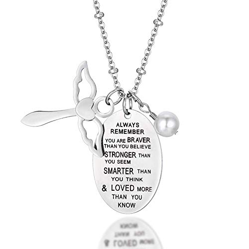 AnotherKiss Inspirational Necklace Jewelry Gift for Women Girls - You are Braver Stronger Smarter Than You Think Jewelry