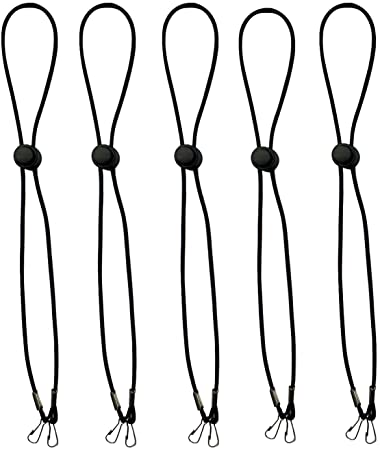 5Pcs Adjustable Length Face Masks Lanyard - Masks Chain Holder - Mask Lanyards Holder Around Neck - Sanitary Masks Strap Extenders (Black)