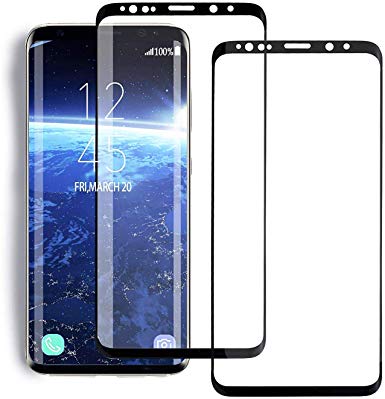 [2 Pack] MSLAN Samsung Galaxy S9 Plus Screen Protector,3D Curved Tempered [Anti-Bubble][9H Hardness][HD Clear][Anti-Scratch][Case Friendly] Glass Screen Film Compatible Samsung Galaxy S9 Plus Black