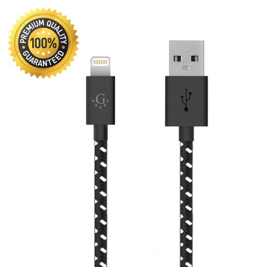 Go Beyond 6 Feet 8 Pin Fabric Braided Nylon Premium Durable Data Sync Charging Cable for iPhone 566 iPad Mini iPod Touch 5th Generation Black