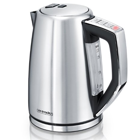 Arendo - 3000 W Turbo kettle - stainless steel 3000 Watt including four selectable temperature levels  integrated anti-scale filter  17 L  3000 Watt quick-cooking function  automatic shutdown  One-touch closing  360  base station