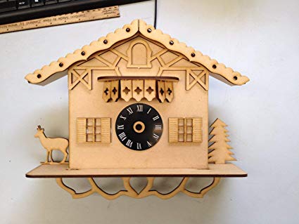 FSSS Ltd PLAIN MDF CUCKOO CLOCK KITCHEN DIY CRAFT KIT GIFT ART HOME (ROMAN NUMERALS)