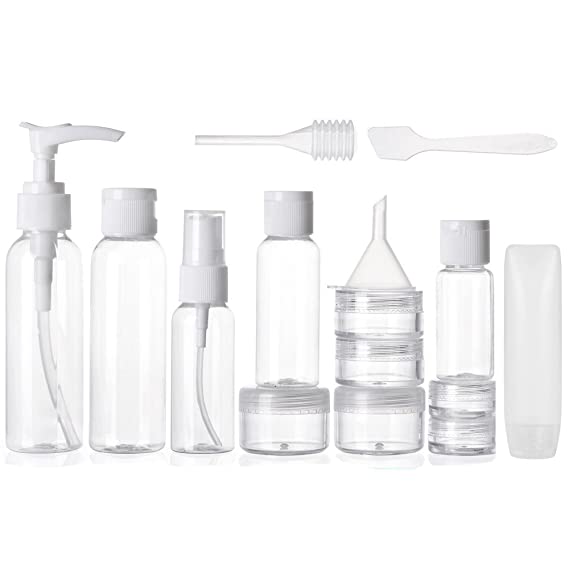 ALINK 16pcs Travel Size Toiletry Bottles Set, Tsa Approved Clear Cosmetic Makeup Liquid Containers with Zipper Bag