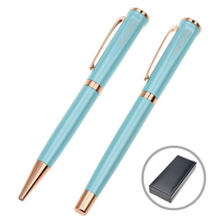 Yoctosun Metall Ballpoint and Rollerball Pen Set in Adorable Gift Box , Black Ink, Smooth and Easy Writing Gift Pen Set, A Great Birthday, Graduation & Christmas Gift.(YS-EWPEST-BE)