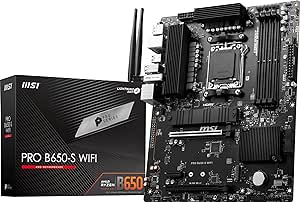 MSI PRO B650-S WiFi ProSeries Motherboard (AMD Ryzen 9000/8000/7000 Series Processors, AM5, DDR5, PCIe 4.0, M.2 Slots, SATA 6Gb/s, USB 3.2 Gen 2, HDMI/DP, Wi-Fi 6E, Bluetooth 5.3, 2.5Gbps LAN, ATX)