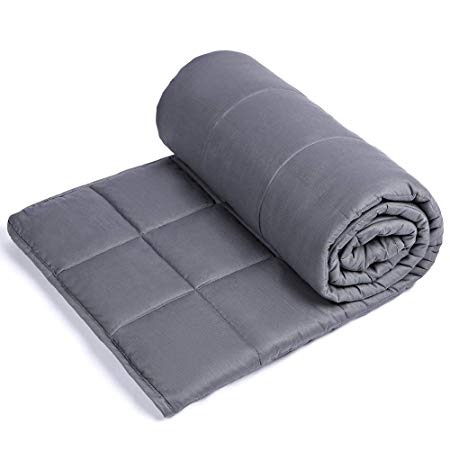 Sivio Weighted Blanket for Adults (15 lbs for 100-150 lbs Individuals), Great for Fall Asleep Faster and Sleep Better, Reduce Anxiety, Autism, Sensory Processing Disorder (48" x 72", Dark Gray)