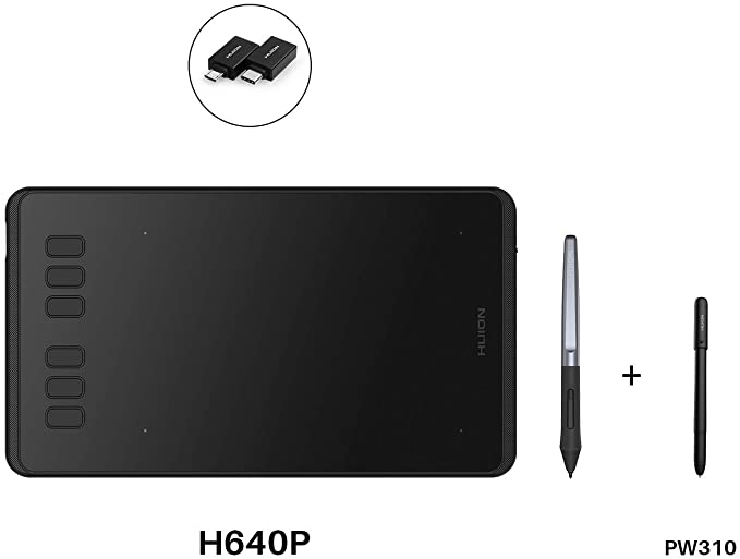 Huion Inspiroy H640P Graphics Drawing Tablet with PW100 and Huion Scribo PW310