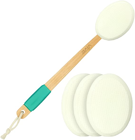 Back Lotion Applicator by Vive - Long Reach Handle w/ Pads for Easy Self Application of Shower Body Wash, Skin Cream, Sunscreen & Aloe - Men & Women - Vive Guarantee