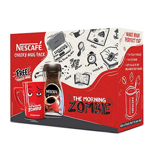 Nescafé Cheeky Mug Kit Pack - NESCAFÉ Classic Instant Coffee with Free Morning Zombie Cheeky Mug, 200 Gram