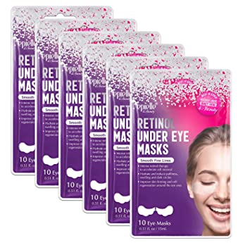 Epielle Retinol Under Eye Mask (60 Sheets) - Under Eye Patches Dark Circles and Puffiness - Rich Collagen Eye Zone Gel Mask Reduce Under eye Bags Creases Fine Lines - Eye Zone Patches for Moisturizing Hydrating Uplifting Illuminating