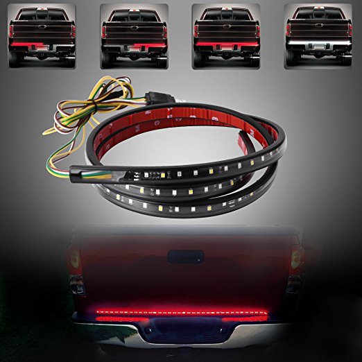 YINTATECH Tailgate Light Bar Strip 5 Function 60 Inch 150CM 12V DC Red and White 3528-108LEDs Flexible led light bar Car Truck Running/Brake/Reverse/Turn Signal/Parking Strip Light Lamp