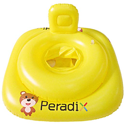 Peradix Baby Water Float Kids' Inflatable Baby Swimming Ring Pool Dual Inflation Chamber Floats Boat Upgraded Baby Pool Seat with Back Rest Support Floating Toy Yellow