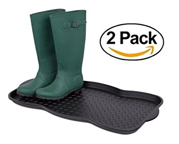 Internet’s Best Multi-Purpose Boot & Shoe Tray | 2 QTY | 29.75 x 15 Round | Protects Floors from Water and Dirt | Waterproof for All Weather Indoor or Outdoor Use | Pet Bowl Mat