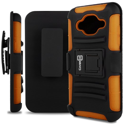 Galaxy J3 V case, Galaxy Sol case, Galaxy J3 Case (2016), CoverON [Explorer Series] Holster Hybrid Armor Belt Clip Hard Phone Case for Samsung Galaxy J3 V / J3 (2016) / Galaxy Sol - Orange