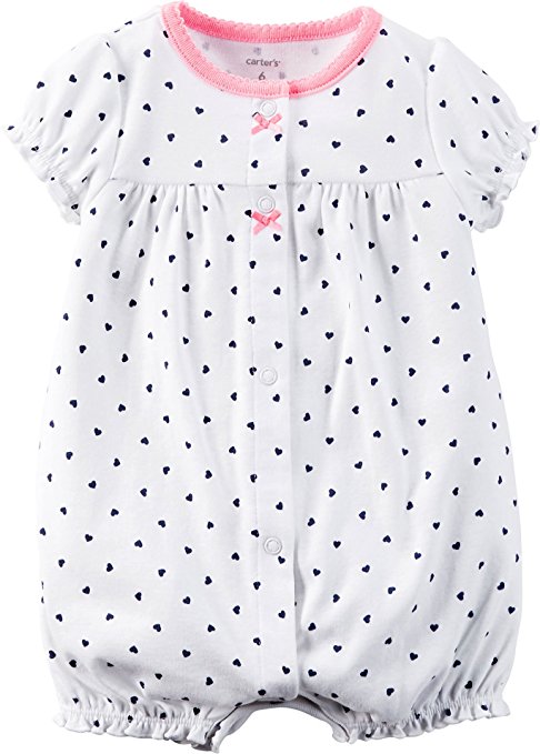 Carters Baby Girl Heart Romper 18 Months White