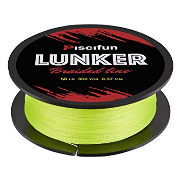 Piscifun Lunker Braided Fishing Line Multifilament 300yards 547yards - Improved Braided Line - Abrasion Resistance Fishing Line - Zero Stretch - Thinner Diameter 6lb-80lb