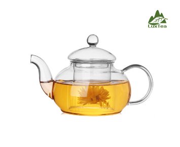 Luxtea 600ml / 21oz Borosilicate Teapot Scented Tea Infuser Heat Resistant Teapot Set For Tea Display, Scented Tea, etc