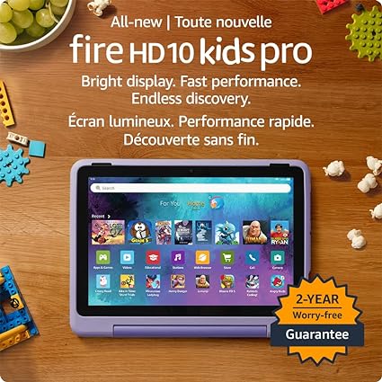 All-new Amazon Fire HD 10 Kids Pro tablet - ages 6-12 | 10.1" brilliant screen, parental controls, slim case | 2023 release, 32 GB, Happy Day