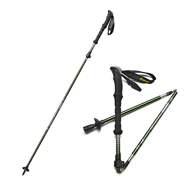 Collapsible NORDIC-WALKING Trekkingpole Hikingpole Walking-Stick – ultralight, adjustable Strap length, ergonomic EVA Handle Sweat absorbing, for Fitness Hillwalking Hiking