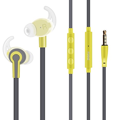 Sport Headphones Earphones Kuool Wired Sweatproof Earphones Running Gym Headsetwith Microphone Volume Control, Noise Isolating In-ear StereoEarbuds Earphones for iPhone Android Laptop- Gray/Green