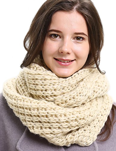 Solid Crochet Infinity Scarf Soft Warm Scarves for Women Fall Winter Thick Circle Loop Scarfs