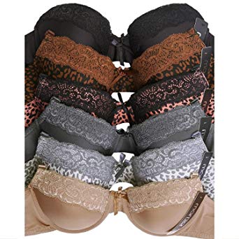 Women's Laced & Lace Trimmed Bras (Packs of 6) - Various Styles