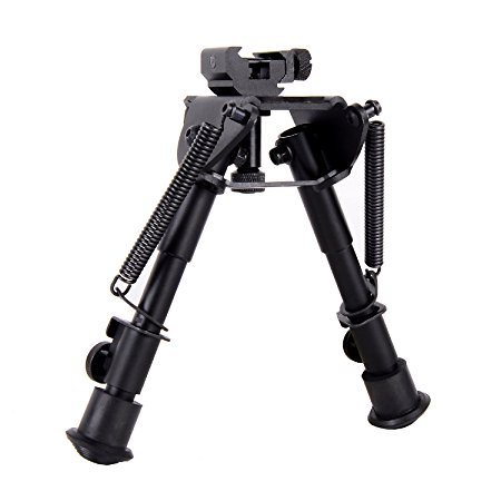 Ohuhu 6''-9'' Adjustable Handy Spring Return Sniper Hunting Tactical Rifle Bipod, 360° Revolving Design