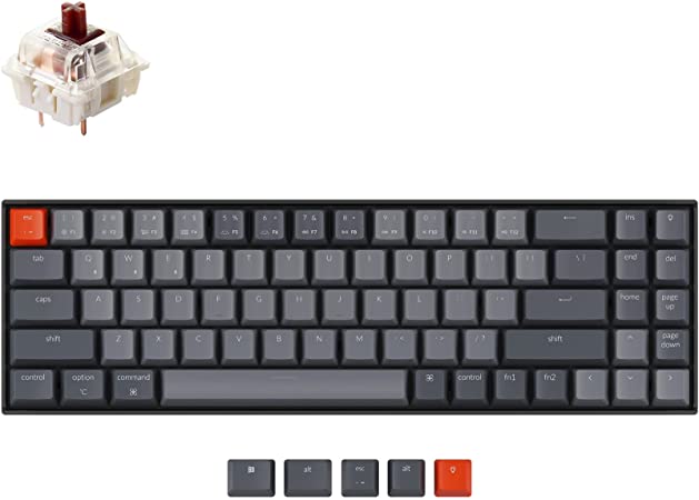 Keychron K14 70% Layout 72 Keys Hot-Swappable Bluetooth Wireless/USB Wired Mechanical Gaming Keyboard for Mac with Gateron Brown Switch/Multitasking/RGB Backlight Computer Keyboard for Windows