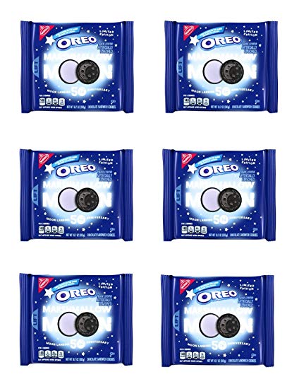 Oreo Marshmallow Moon Cookies - Pack of 6 Bags - Limited Edition - Pack Glows in the Dark - 10.7 oz per Bag