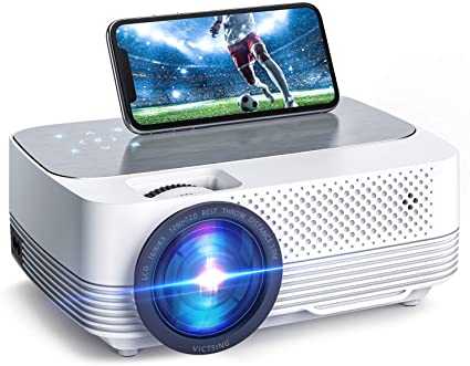 VicTsing Wifi Projector 6000Lux Screen Mirroring, Mini Projector Wireless, 1080P Supported, 200’’ Display Compatible with TV Stick, HDMI, VGA, PS4, Laptop etc