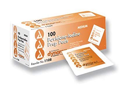 Complete Medical 972 Povidone Iodine Prep pads - Box of 100