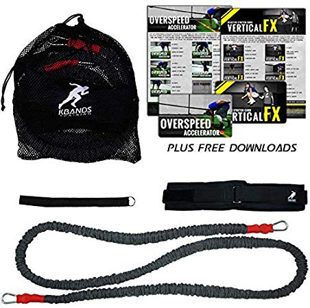 Kbands Training Speed Reactive Stretch Cord - Adjustable Belt, Anchor Strap, Dual Resistance Cord, Overspeed Accelerator, Vertical FX