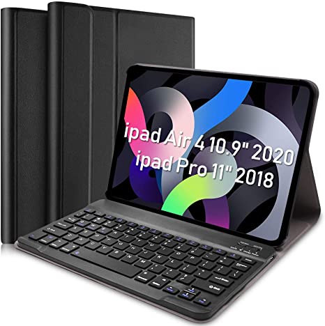 New iPad Air 4 Keyboard Case 10.9" 2020, Keyboard Case for iPad Air 4th Gen with Magnetically Detachable Wireless Keyboard for iPad Air 4th Generation 2020 10.9/iPad Pro 11 2018(Black)