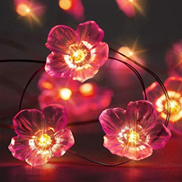 Valentine's Day Decoration, 3D Flower Waterproof 10ft 30 LEDs String Lights Battery Powered with 8 Modes, Remote Control for Spring, Wedding, Birthday Parties