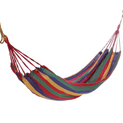KING DO WAY Cotton Fabric Canvas Hammock Tree Hanging Swing Suspended Outdoor Indoor Bed 68"x31" Red