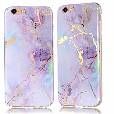 iPhone 6 Case,iPhone 6S Case,DAMONDY 3D Shiny Marble Glitter Ultra Thin Slim Back Skin Full Body Protective Soft TPU Rubber Bumper Case Phone Cover For iPhone 6/6s 4.7 inch-pink purple