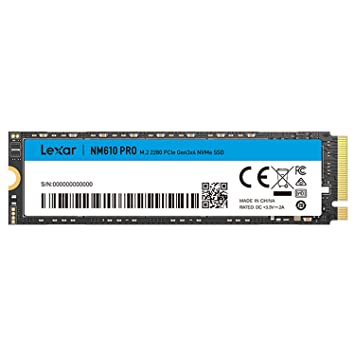 Lexar NM610 PRO 500GB SSD, Up to 3300MB/s, NVMe 1.4 PCIe Gen 3x4 M.2 2280, 3 Y Warranty, 3D NAND Flash Internal Solid State Drive