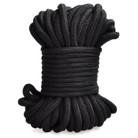 Moonight 20M 64-foot Japanese Bondage Soft Cotton Rope,3/8inch Thick Braided Utility Rope,Silk Rope,Lightweight Clothing Ropes,Camping Rope ,Black