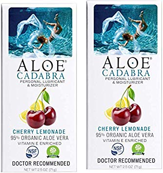Aloe Cadabra Flavored Personal Lubricant & Moisturizer for Anal, Sex, Oral, Women, Men & Couple, 2.5 Ounce, Cherry Lemonade (Pack of 2)