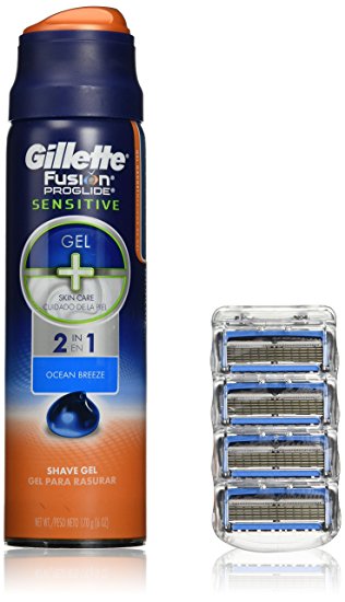 Gillette Fusion ProShield Chill Bundle with 4 Razor Blade Refills   1 Ocean Breeze Shave Gel