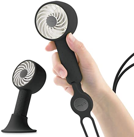 Bone Lanyard Fan Mini USB Fan, Portable Personal Handheld Fan with Lanyard, Rechargeable Battery, Adjustable Angle and 3-Speeds Compact Fan for Outdoor Travel Home Office (Black)