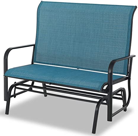 Sophia & William Patio Glider Rocking Chair for 2 Person, Outdoor Swing Love Seat Rocker Chair Bench of Sling Fabric and Power Coating Metal Frame for Porch, Balcony, Backyard