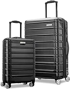 Samsonite Omni 2 Hardside Expandable Luggage with Spinner Wheels, Midnight Black, 2-Piece Set (Carry-on PRO/Medium)