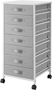 TOPSKY Mobile Cabinet, Fabric Storage Tower with Anti-Drop Drawers for Home Office (Light Grey, 7 Drawers)