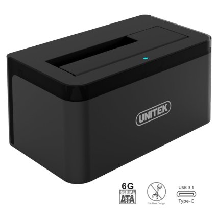 UNITEK USB 3.1 Type C (USB-C) to SATA Gen 2 (10Gbps) Single Bay External Hard Drive Docking Station for 2.5"/3.5" Inch SATA SSD HDD, Support UASP & 8TB, Includes USB-A cable for USB 3.0 & 2.0 Systems