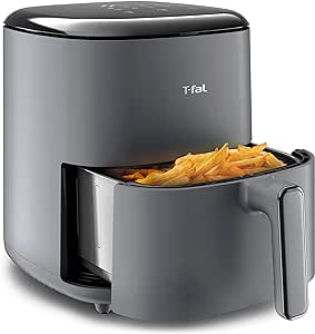 T-fal, Air Fryer, Easy Fry 5L Capacity Air fryer with basket, 10 Auto Cooking Programs 5.3 quarts, Digital Touchscreen, Dishwahser Safe Basket, Healthy and Crispy Results, Toast, Bake, Grey, EY245B50