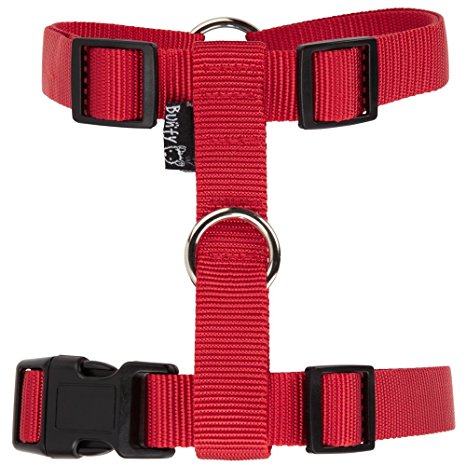 Bunty Adjustable Nylon Dog Puppy Fabric Harness Vest Anti Non Pull Lead Leash - Red - Small