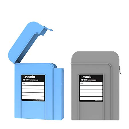 2x iDsonix Professional Premium Anti-Static Hard Drive Protection Box for 3.5 Inch HDD Storage Moistureproof Dustproof Shockproof