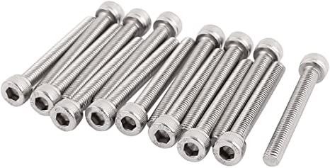 uxcell M5x40mm Thread 304 Stainless Steel Hex Socket Head Cap Screw Bolt DIN912 15pcs