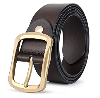 TOAOLZ Men’s Top Grain Genuine Leather Dress Belt, Solid Cowhide Strap for Jeans Casual with Single Prong Buckle